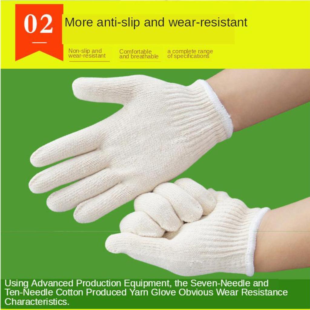 12 Pairs Of Cotton Encryption Cotton Yarn Gloves Wear-Resistant Work Gloves