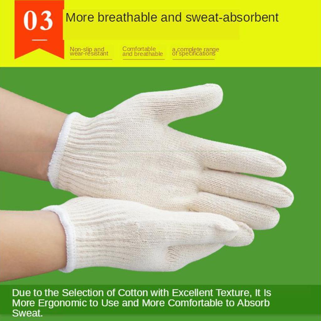 12 Pairs Of Cotton Encryption Cotton Yarn Gloves Wear-Resistant Work Gloves