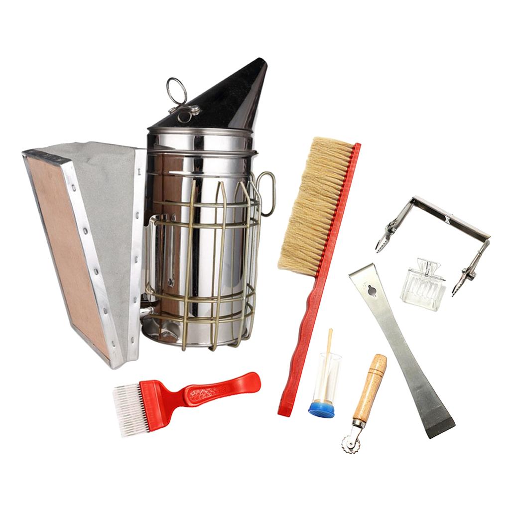 8Pcs Set Beekeeping Equipment Beekeeper Tools Smoker Catcher Hive Tool Kits