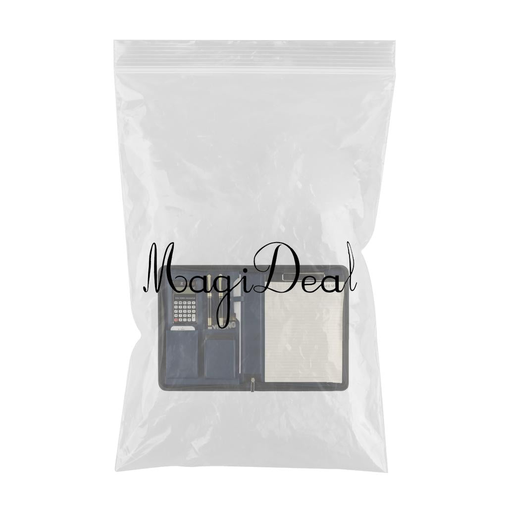 Zippered PU Leather Portfolio Organizer Business Document Folder Bag Blue F
