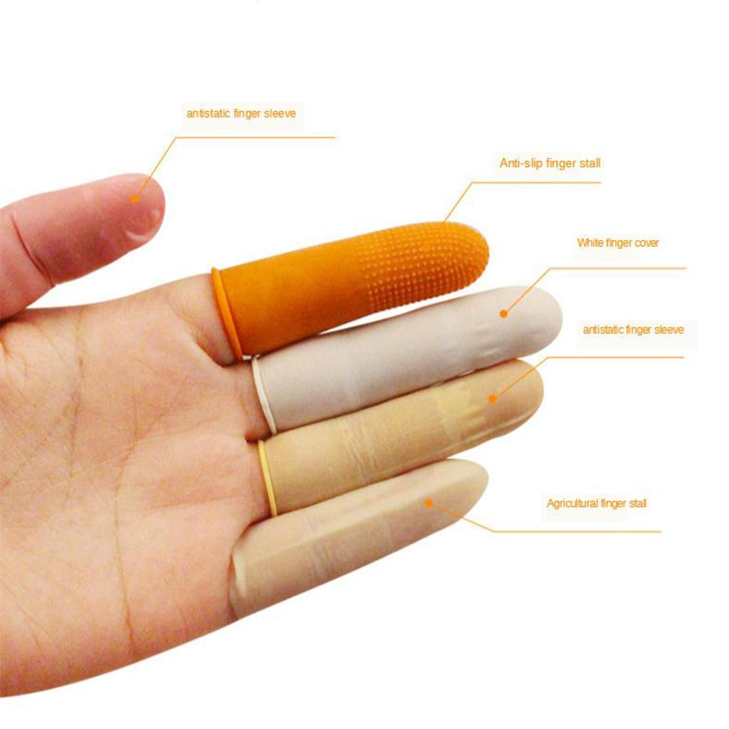 100x Rubber Finger Cots Fingertips Gloves Anti Slip Tools Orange Small