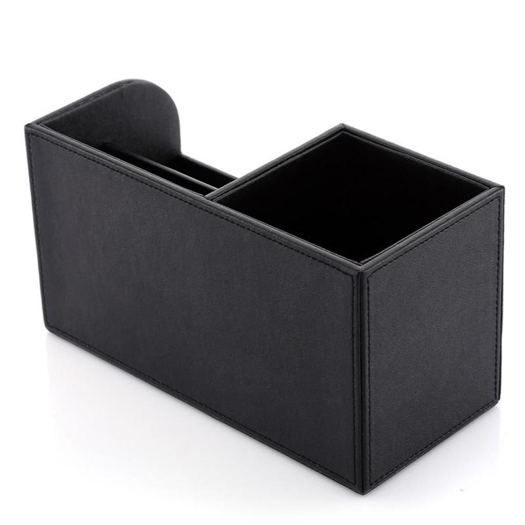 Multifunctional Storage Box Leather Pen Holder Black