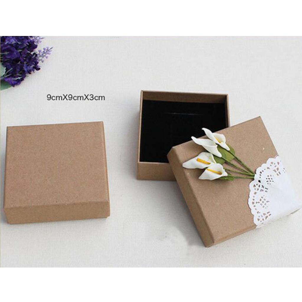 Brown Gift Boxes Kraft Paper Box 9x9x3cm Bridesmaid Proposal Boxes with Lids