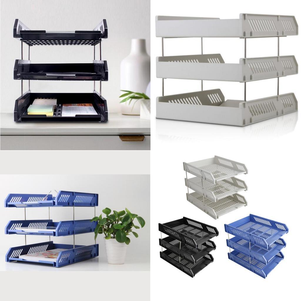 A4 Letter Trays Risers Office Document Paper Filing Files Organiser Blue