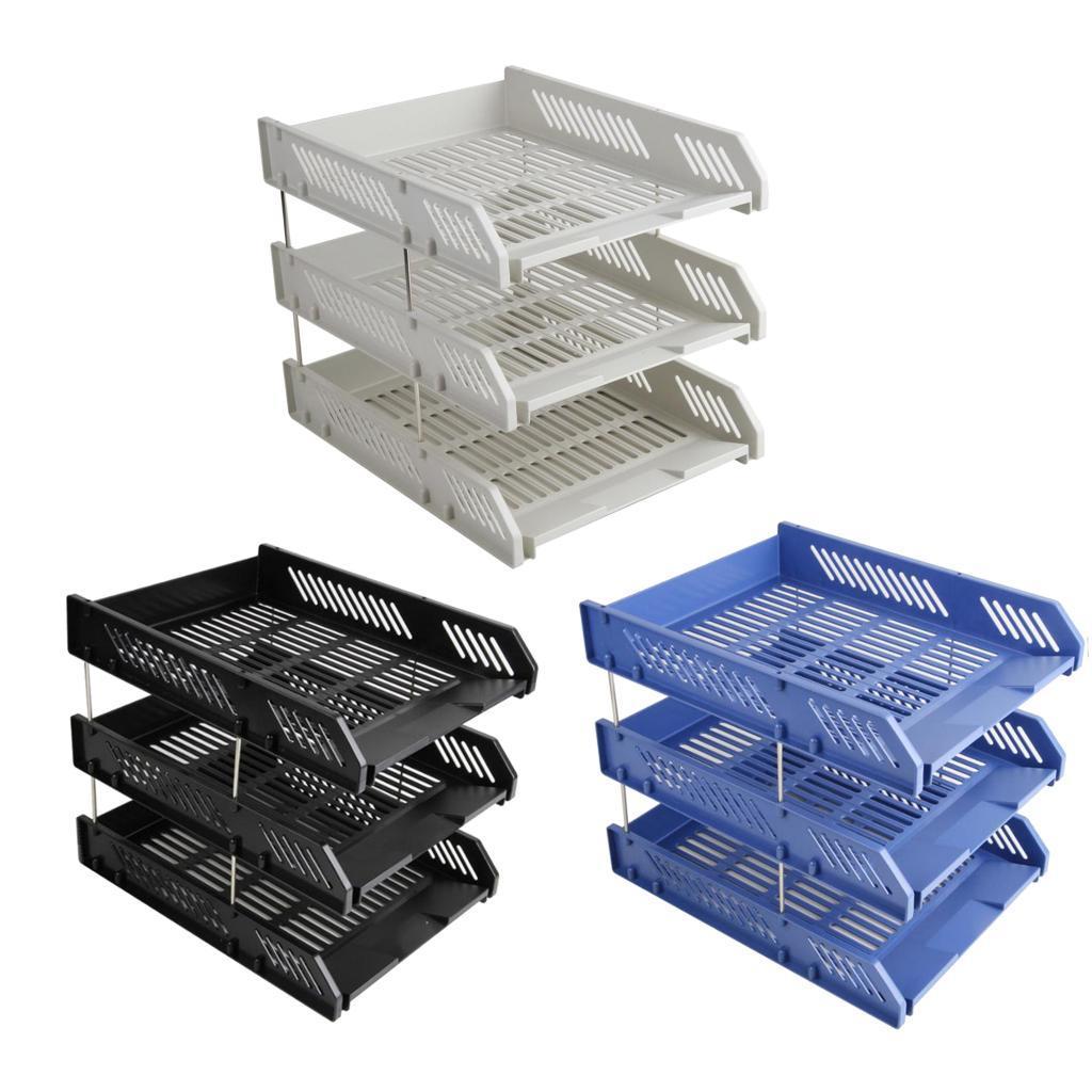 A4 Letter Trays Risers Office Document Paper Filing Files Organiser Blue