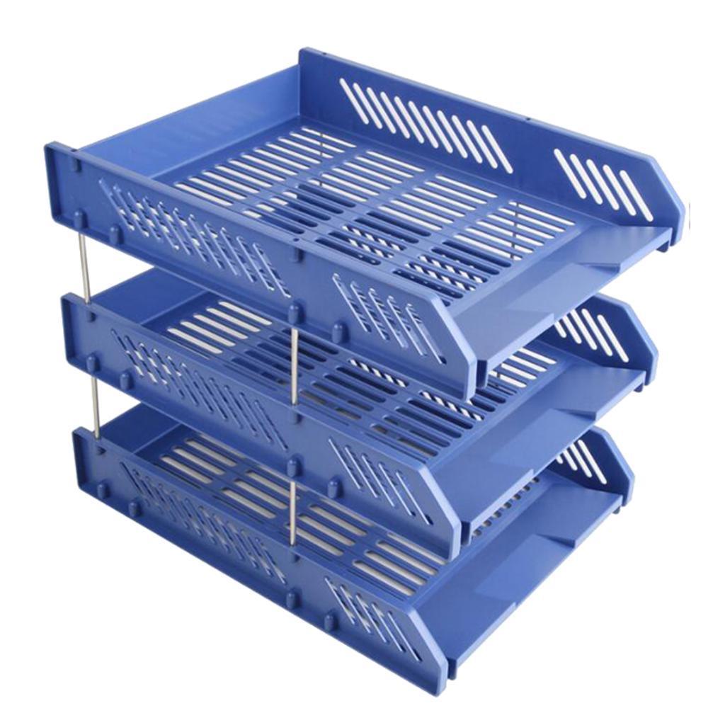 A4 Letter Trays Risers Office Document Paper Filing Files Organiser Blue