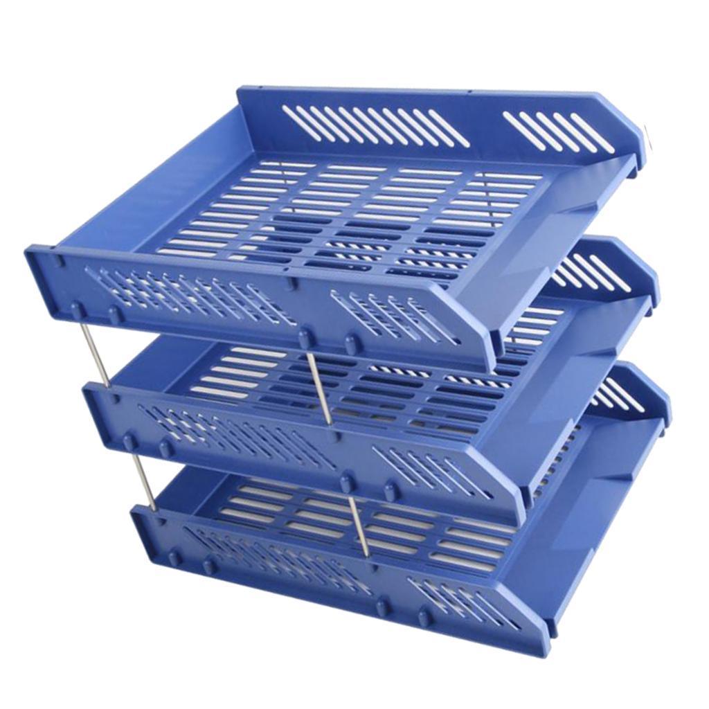 A4 Letter Trays Risers Office Document Paper Filing Files Organiser Blue