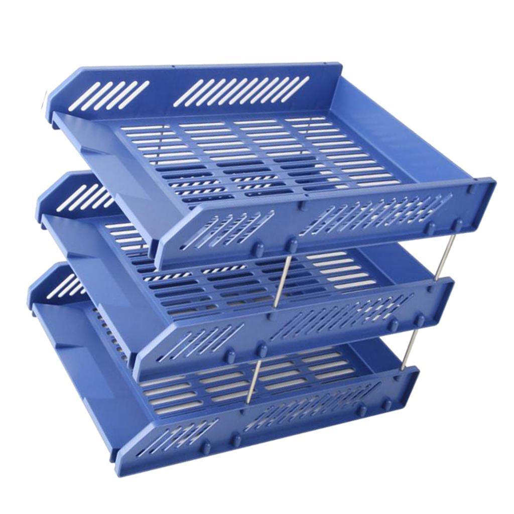 A4 Letter Trays Risers Office Document Paper Filing Files Organiser Blue