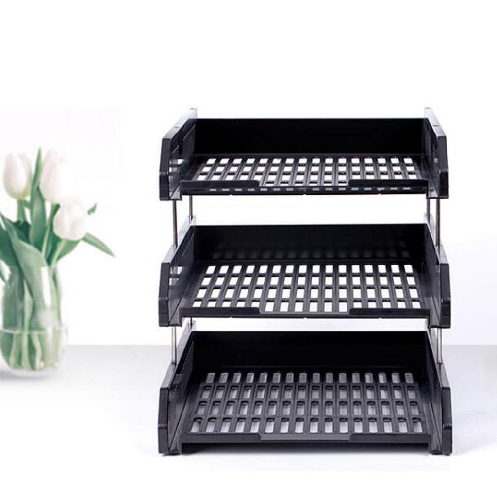 A4 Letter Trays Risers Office Document Paper Filing Files Organiser Black