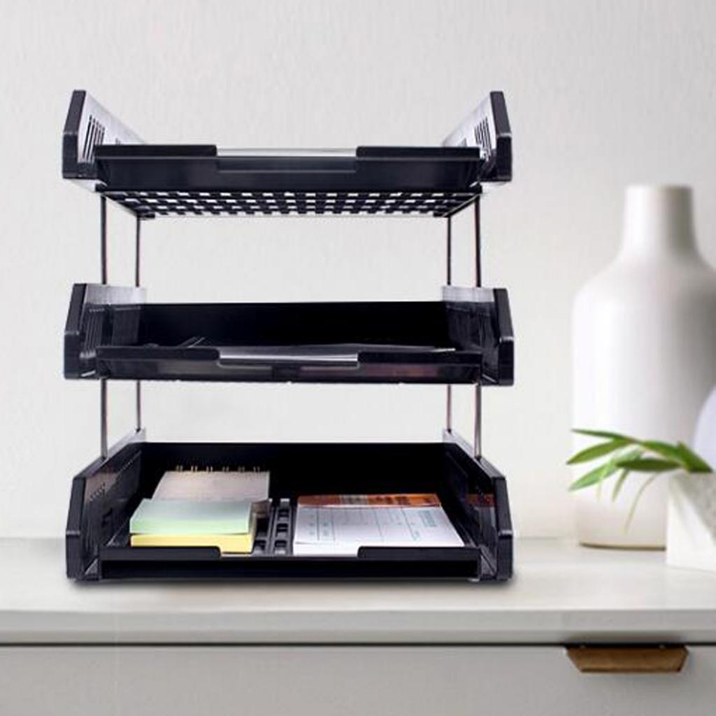 A4 Letter Trays Risers Office Document Paper Filing Files Organiser Black