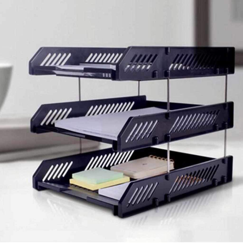 A4 Letter Trays Risers Office Document Paper Filing Files Organiser Black