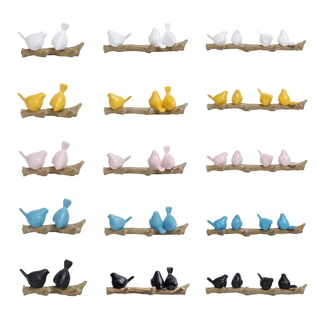 Resin Wall Mounted Hanging Hook Realistic Birds Shape Wall Decor 2 White