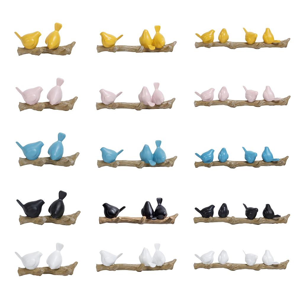 Resin Wall Mounted Hanging Hook Realistic Birds Shape Wall Decor 2 White
