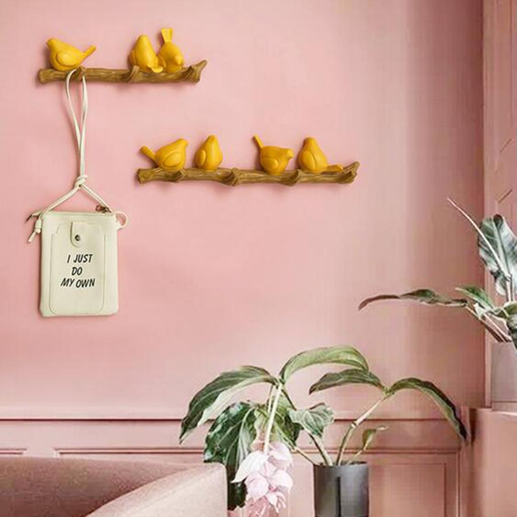 Resin Wall Mounted Hanging Hook Realistic Birds Shape Wall Decor 2 White