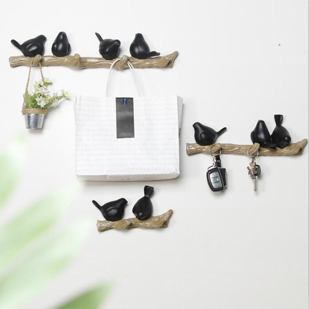 Resin Wall Mounted Hanging Hook Realistic Birds Shape Wall Decor 3 White