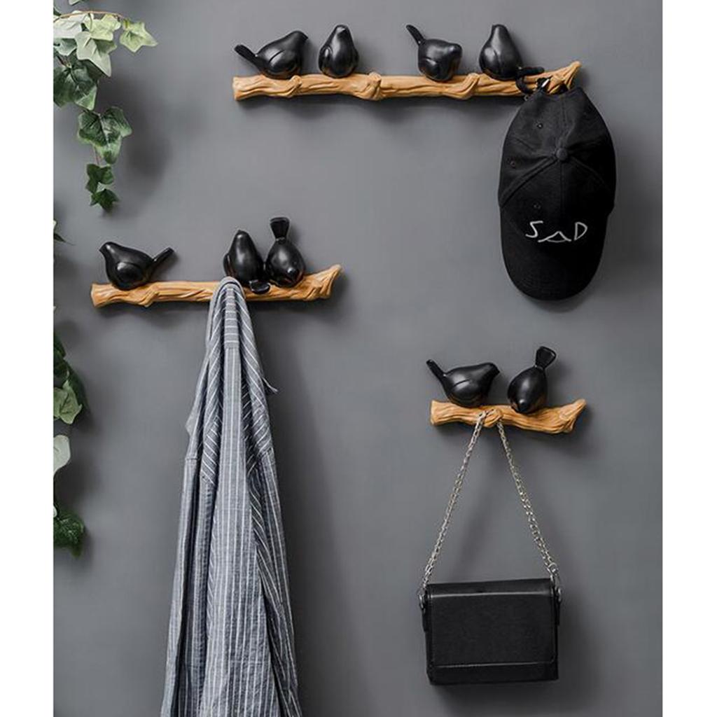 Resin Wall Mounted Hanging Hook Realistic Birds Shape Wall Decor 4 Yellow