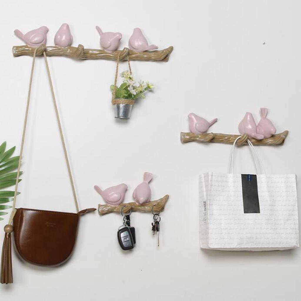 Resin Wall Mounted Hanging Hook Realistic Birds Shape Wall Decor 4 Black