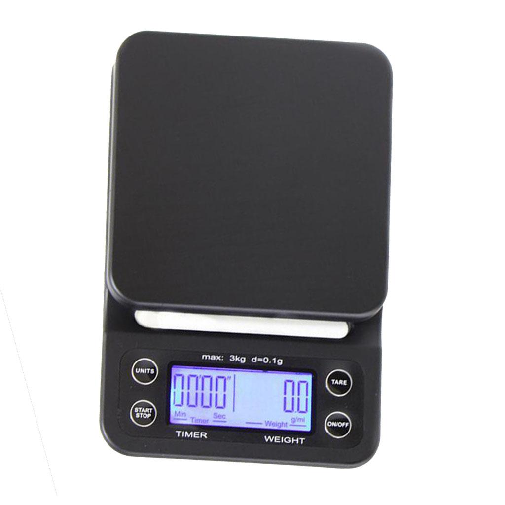 3kg/0.1g Portable Drip Coffee Weighing Scale With Timer   Smooth surface