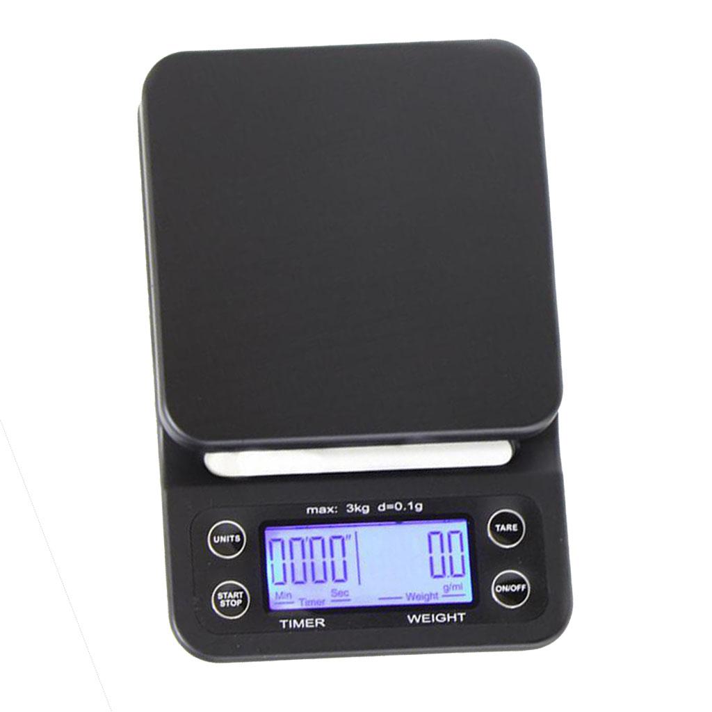 3kg/0.1g Portable Drip Coffee Weighing Scale With Timer   Smooth surface