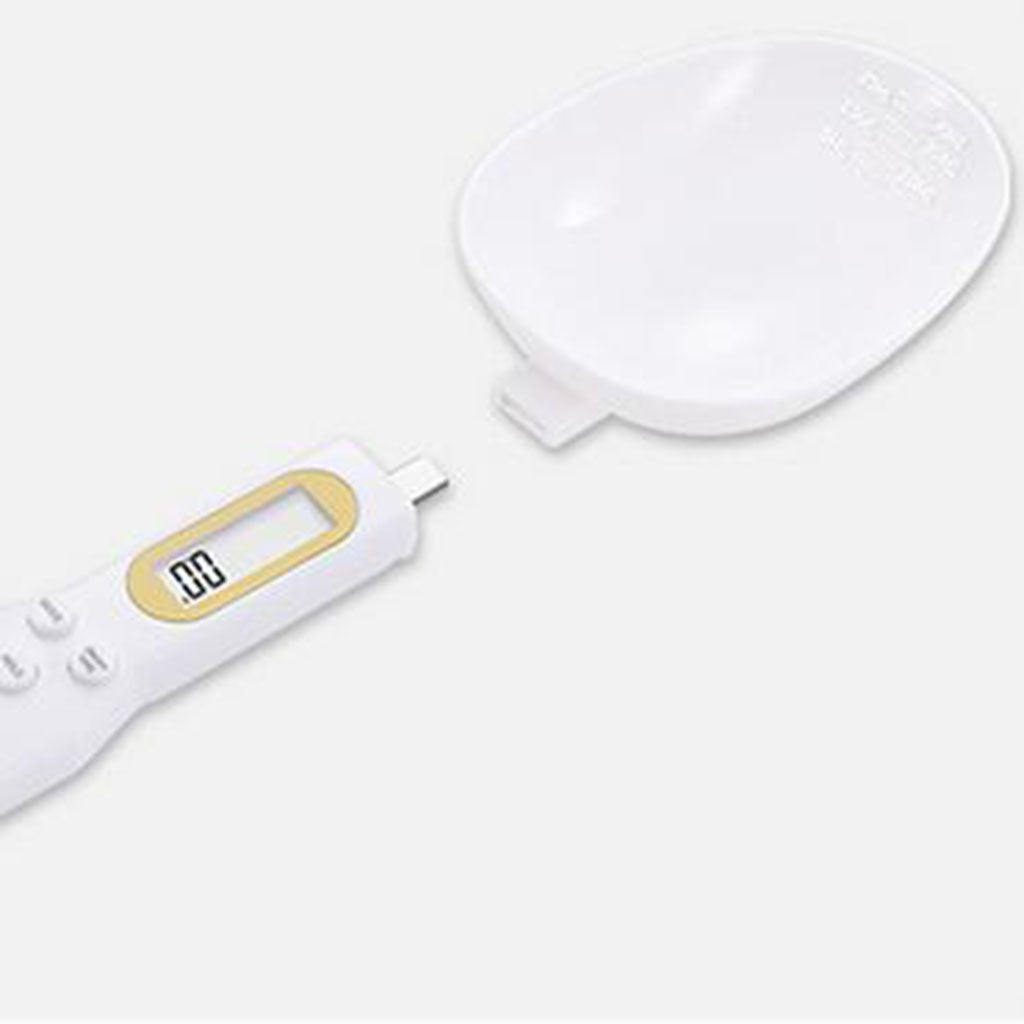 Electronic Digital Scale Spoon LCD Display Portable Kitchen Detachable White