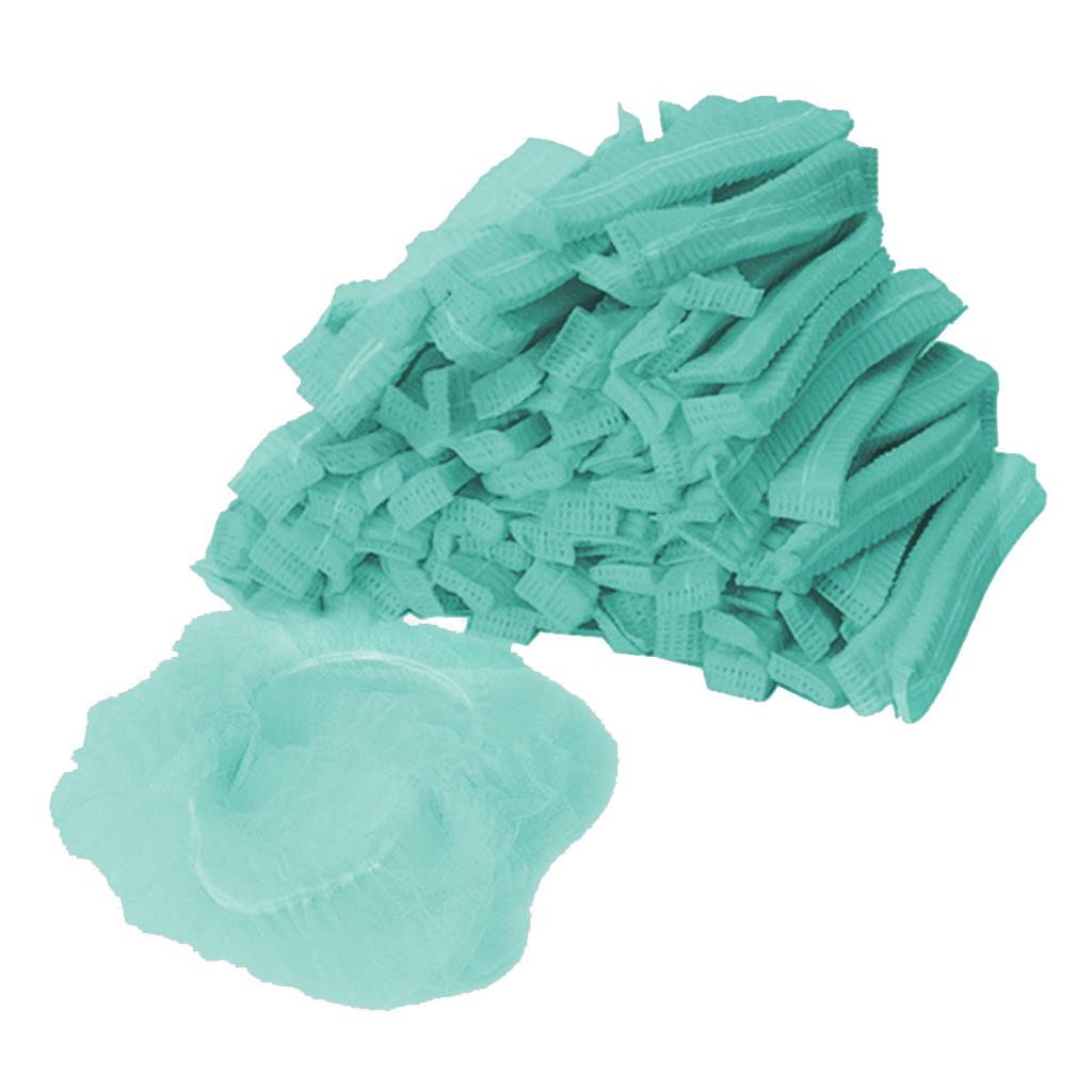 100x Disposable Mob Cap Dustproof Hats Head Cover Catering Industrial Green