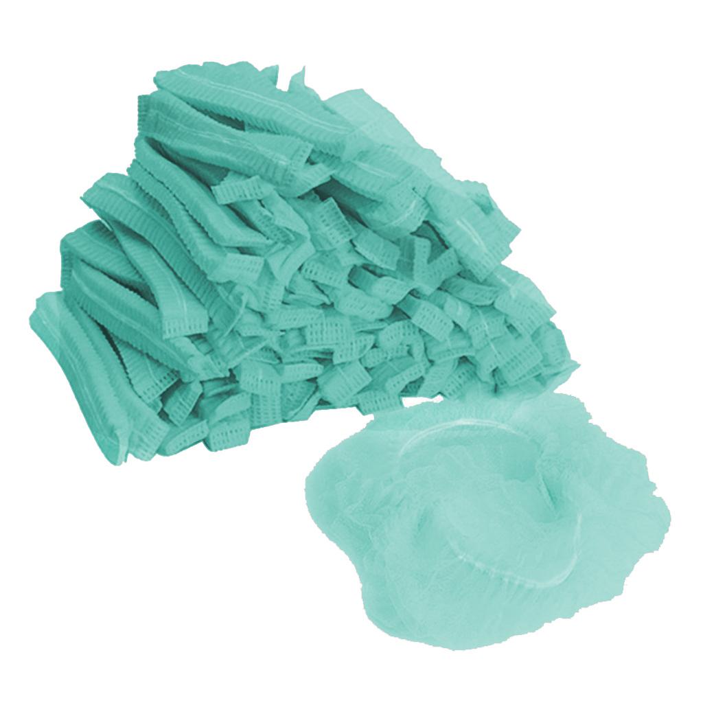 100x Disposable Mob Cap Dustproof Hats Head Cover Catering Industrial Green