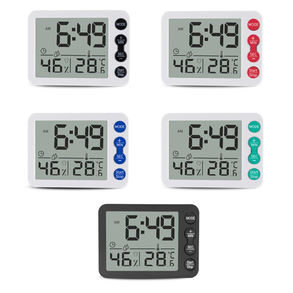 Digital Display Home Electronic Humidity Thermometer Hygrometers Clock Black