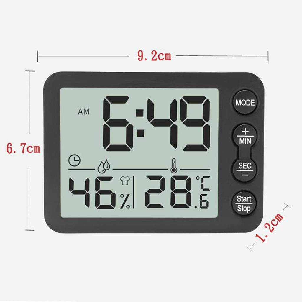 Digital Display Home Electronic Humidity Thermometer Hygrometers Clock White