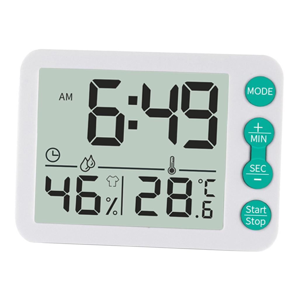 Digital Display Home Electronic Humidity Thermometer Hygrometers Clock Green