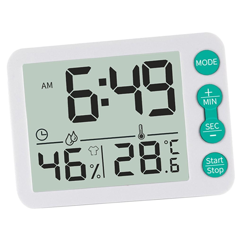 Digital Display Home Electronic Humidity Thermometer Hygrometers Clock Green