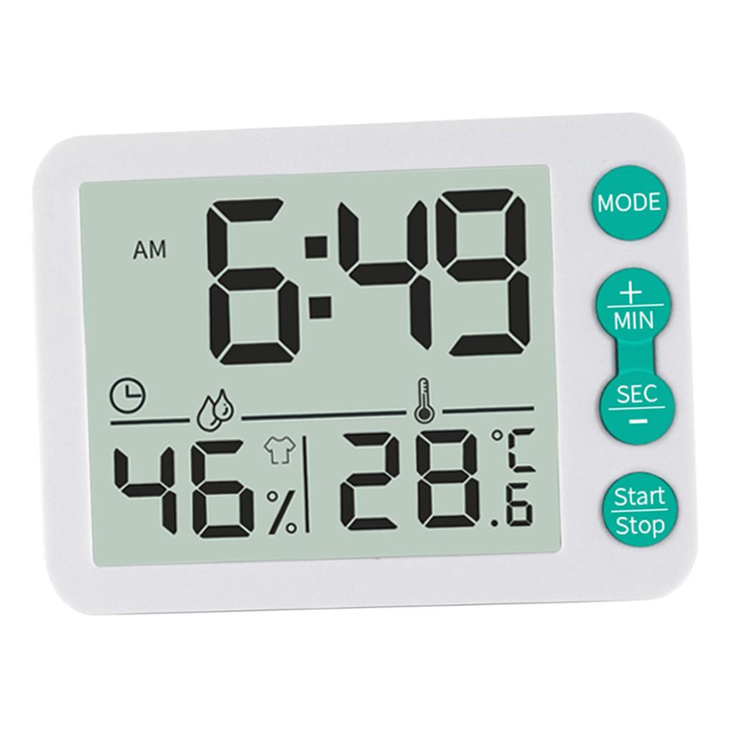 Digital Display Home Electronic Humidity Thermometer Hygrometers Clock Green