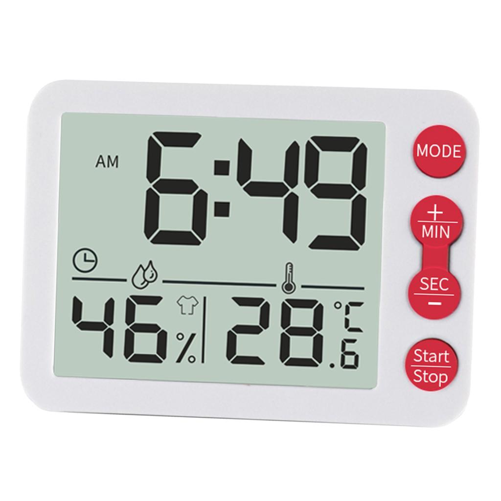 Digital Display Home Electronic Humidity Thermometer Hygrometers Clock Red