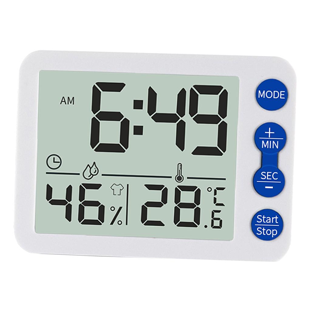 Digital Display Home Electronic Humidity Thermometer Hygrometers Clock Blue