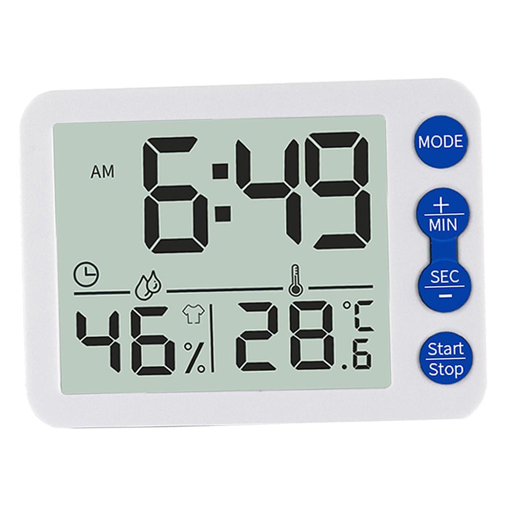 Digital Display Home Electronic Humidity Thermometer Hygrometers Clock Blue