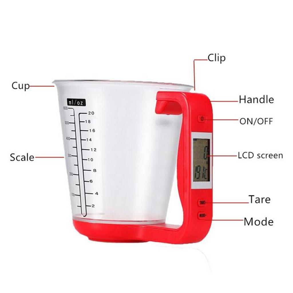 Kitchen Scale Measure Cup Digital Baker Libra Tool Digtal Lcd Display Red