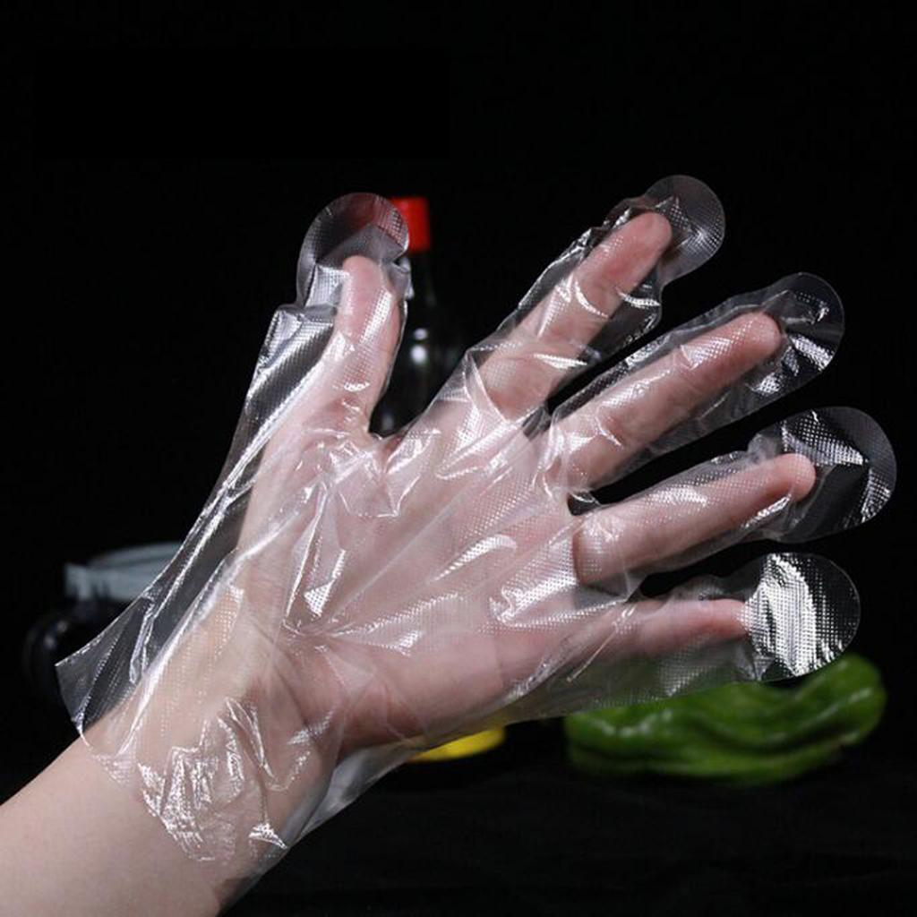 100 Pcs Disposable Gloves for Kitchen Cleaning, Plastic & Transparent Style1