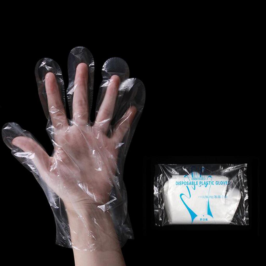 100 Pcs Disposable Gloves for Kitchen Cleaning, Plastic & Transparent Style1