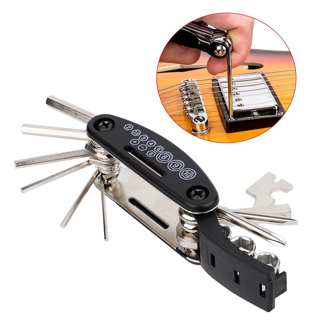 15 in 1 Multi-tool Hex Key Guitar Bass Luthier Tool Kit Repair Accessories