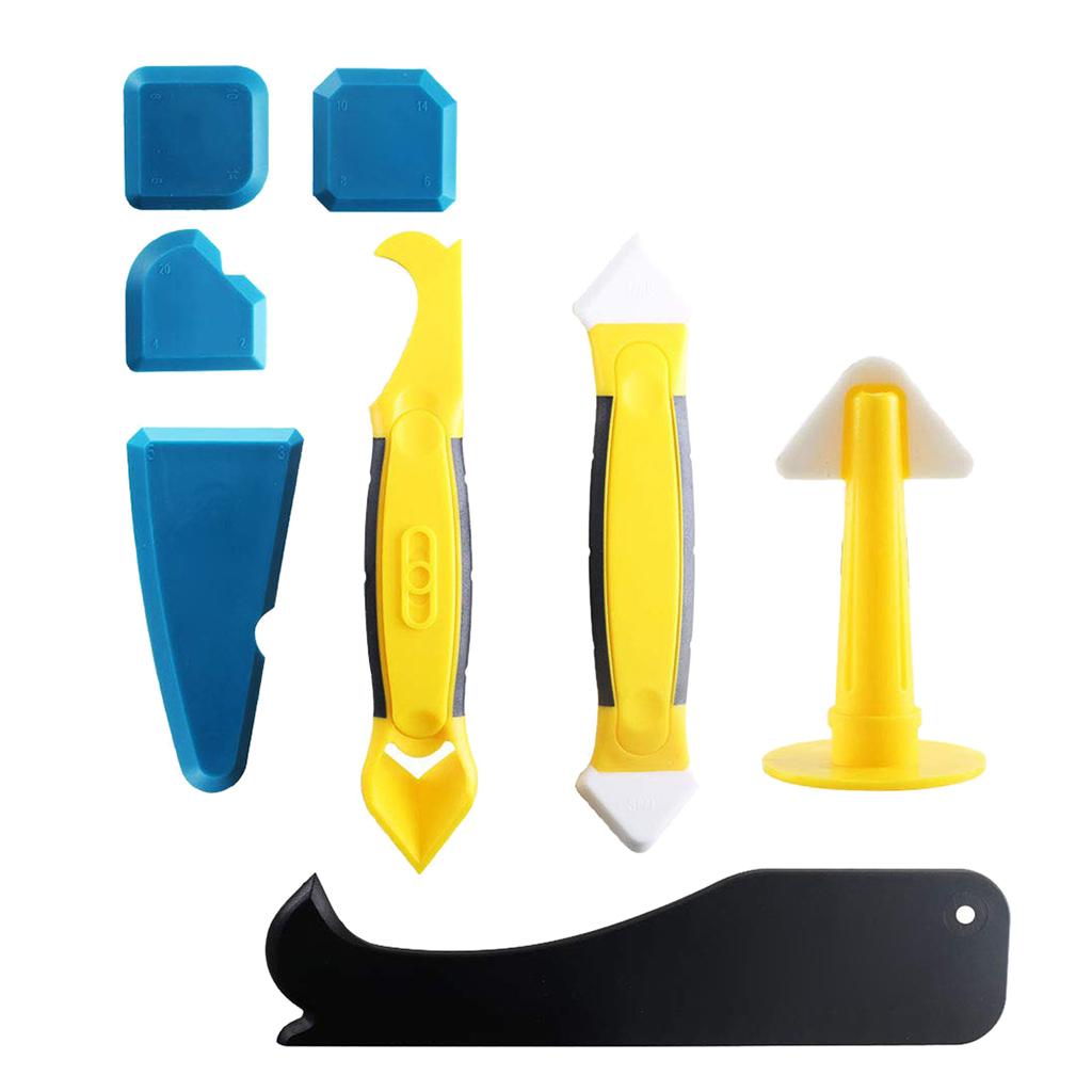 Silicone Sealant Spreader Finishing Tool Kit + Caulk Remover and Nozzle 8pcs