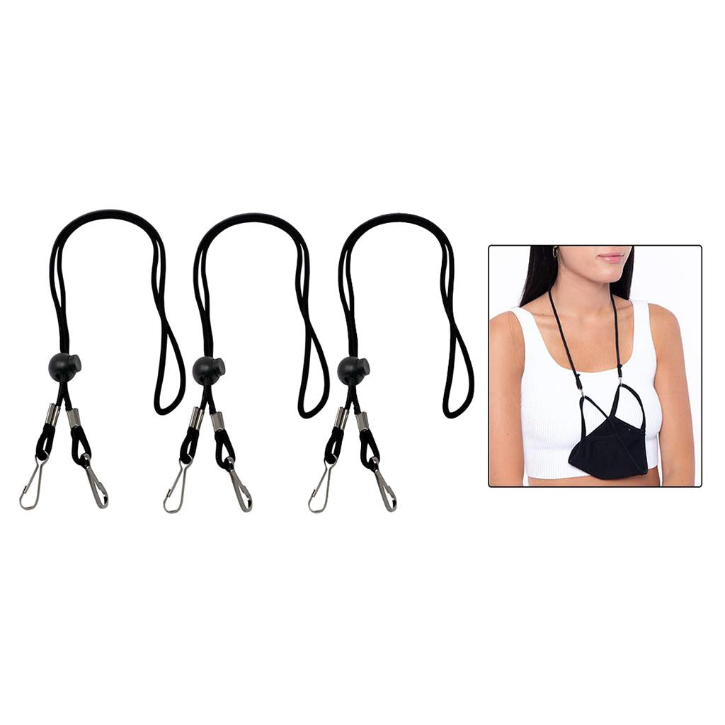 1/3Pcs Adjustable Neck Lanyard Chain Strap Holder Black 3Pcs