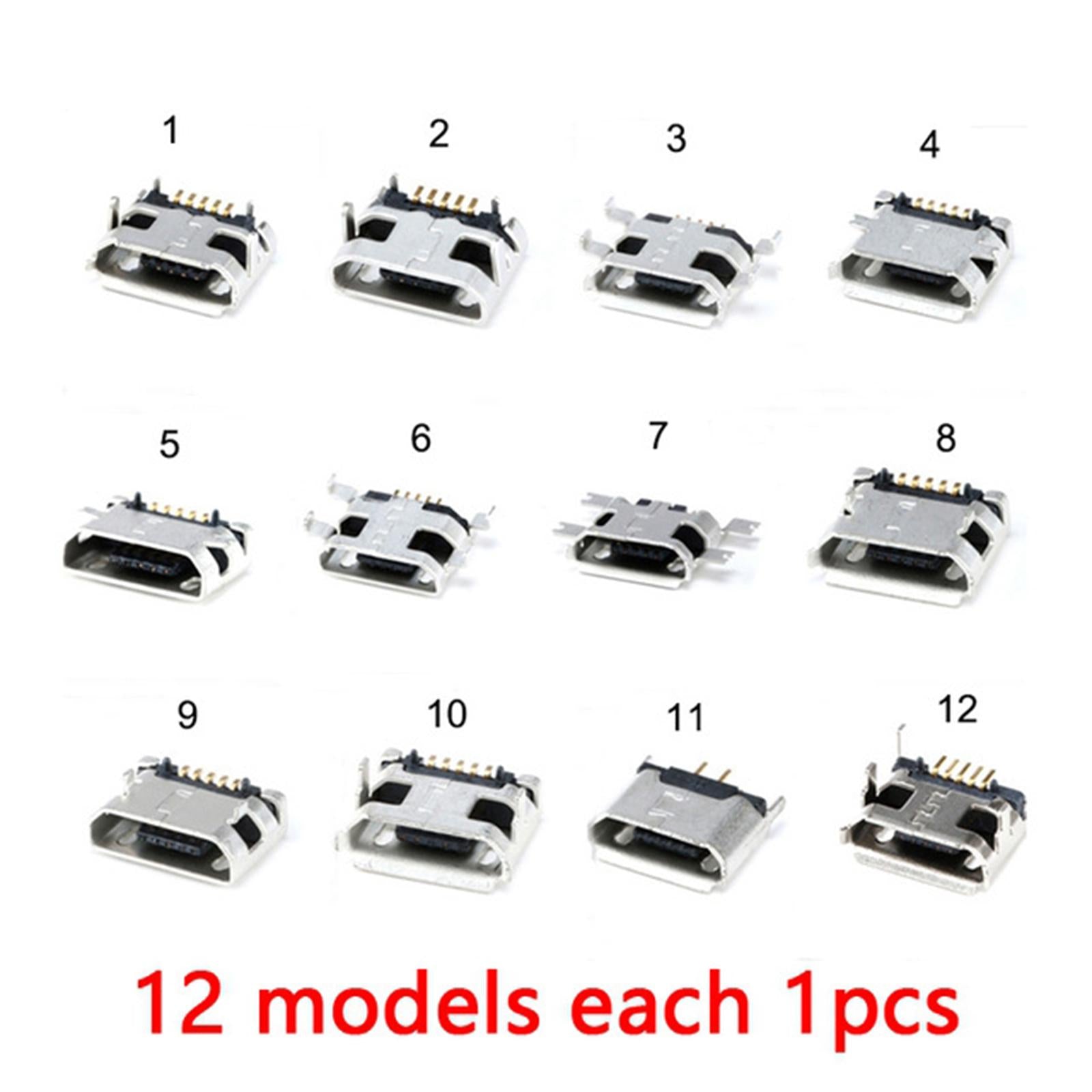 Micro USB 5Pin Female Socket Connector Port 12 models each 1pc