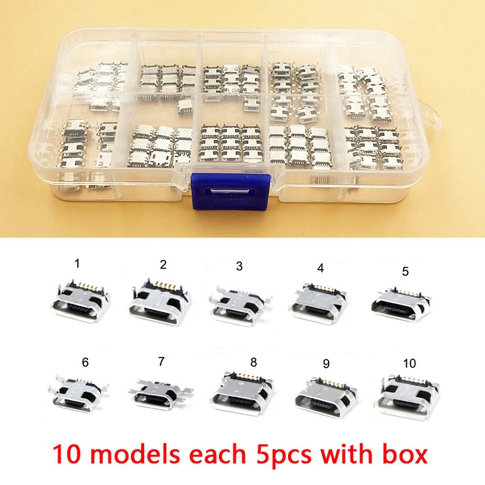 Micro USB 5Pin Female Socket Connector Port 10 models each 5pcs with box