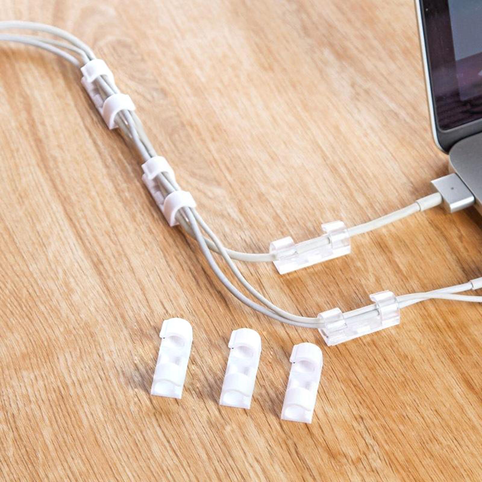 20x Cable Clips Cable Management Organizer Self Adhesive Cord Holder White