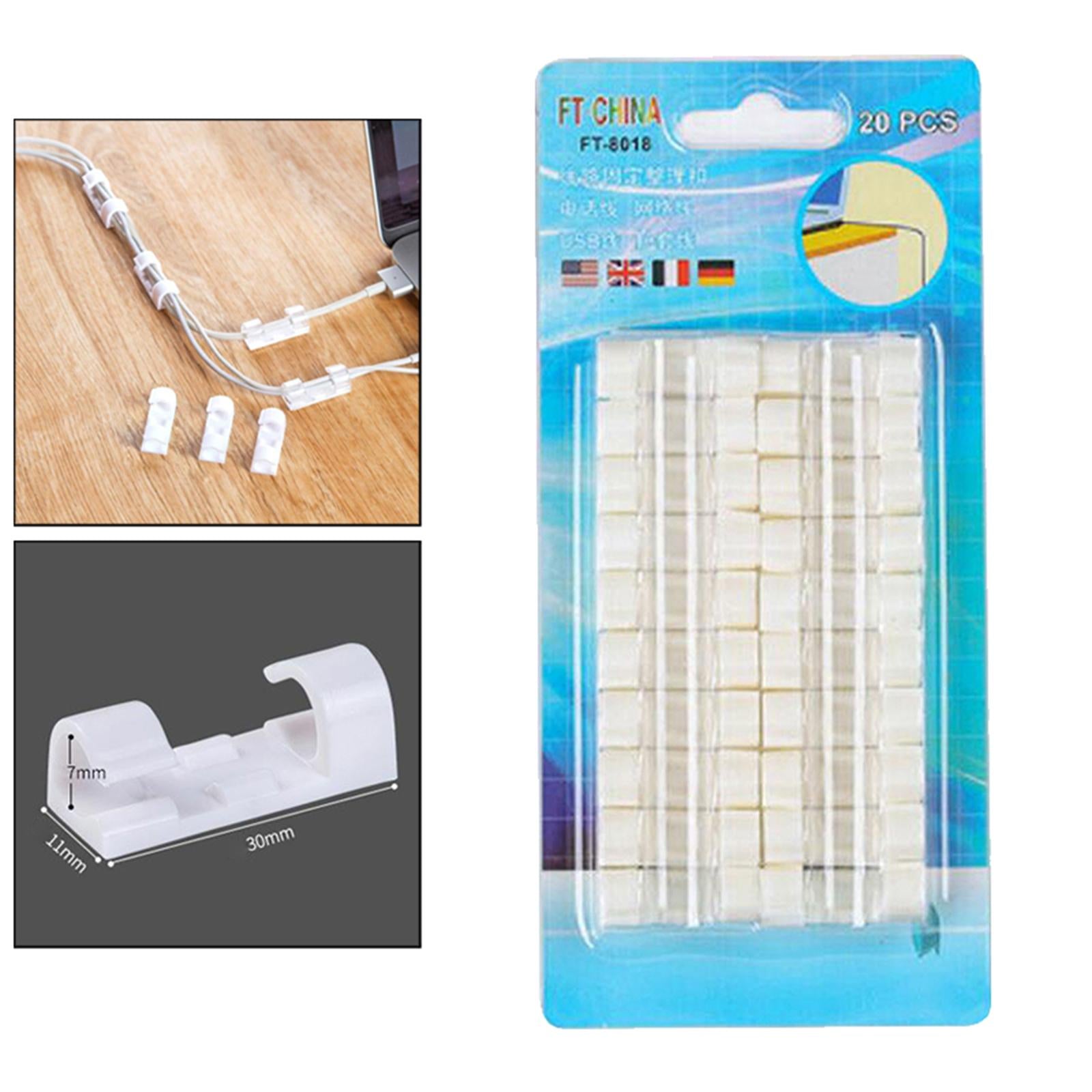 20x Cable Clips Cable Management Organizer Self Adhesive Cord Holder White