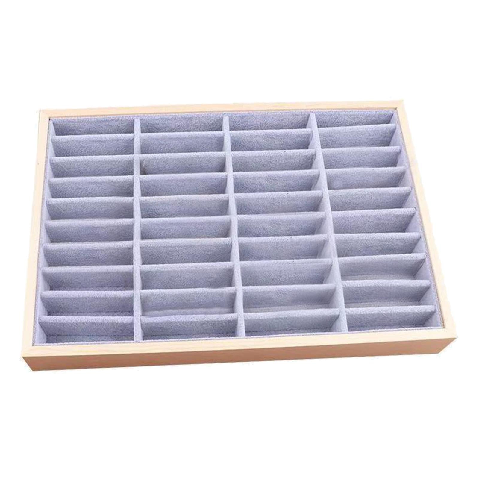 Wood Velvet Jewelry Organizer Display Case Tray Box for Necklaces Style 2