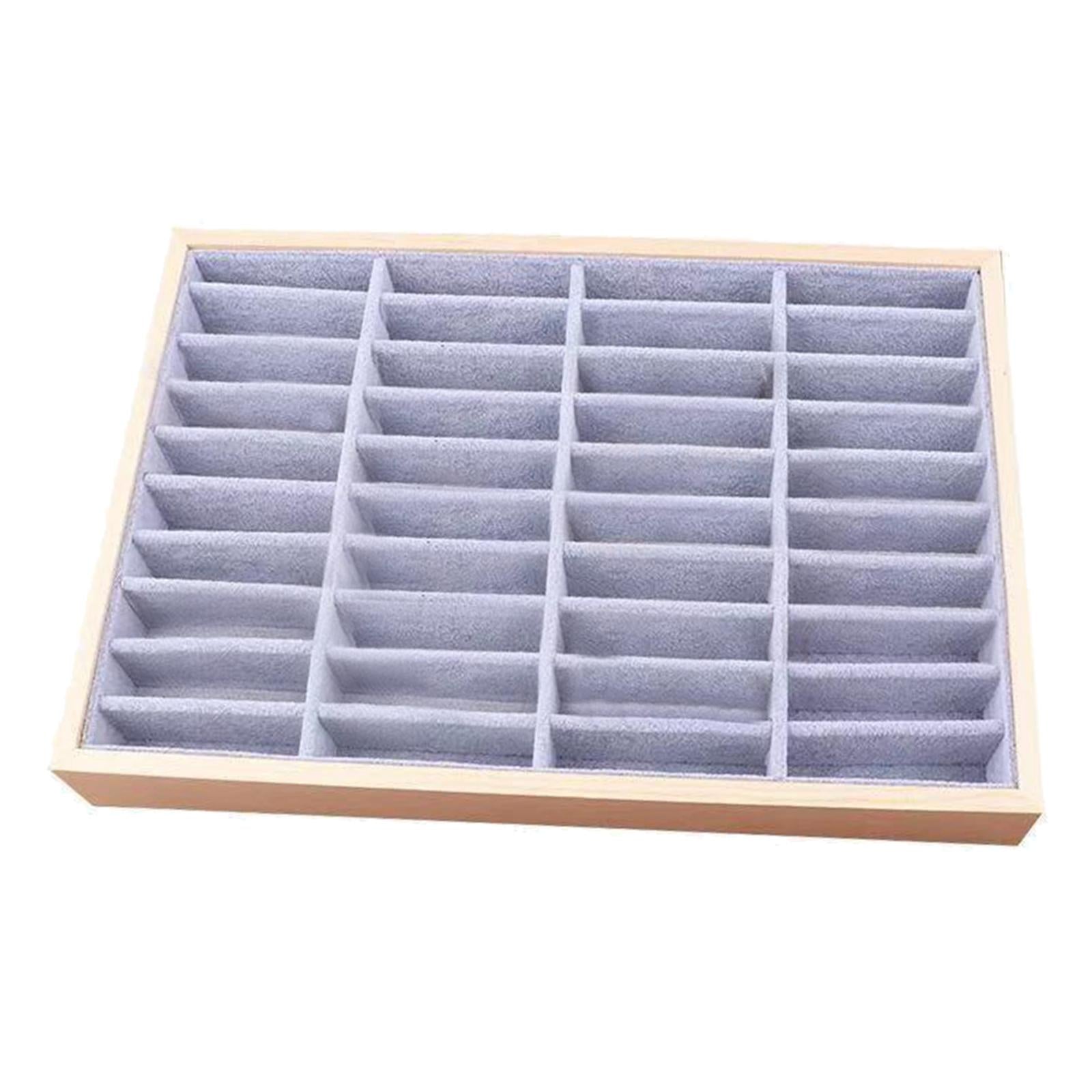 Wood Velvet Jewelry Organizer Display Case Tray Box for Necklaces Style 2