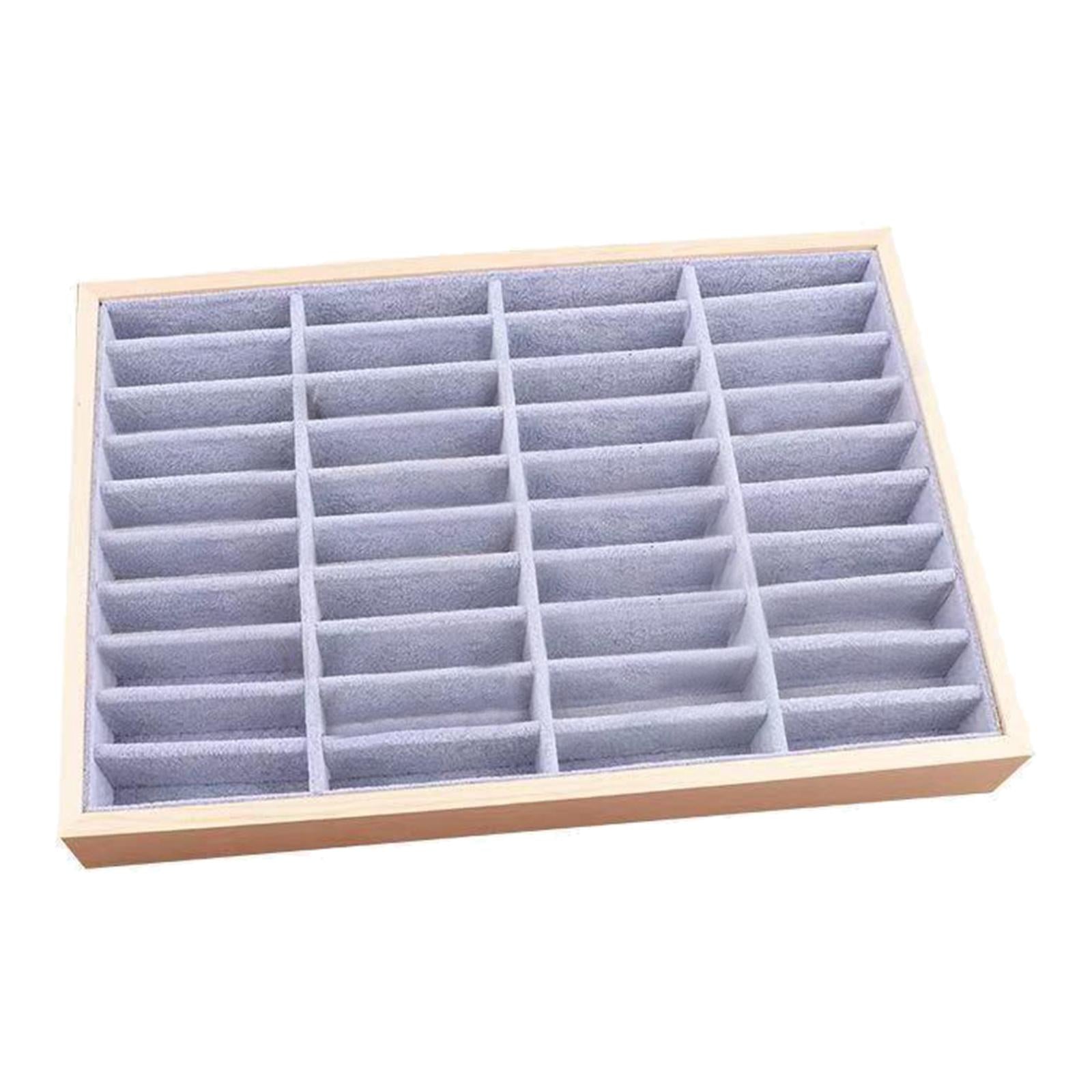 Wood Velvet Jewelry Organizer Display Case Tray Box for Necklaces Style 2