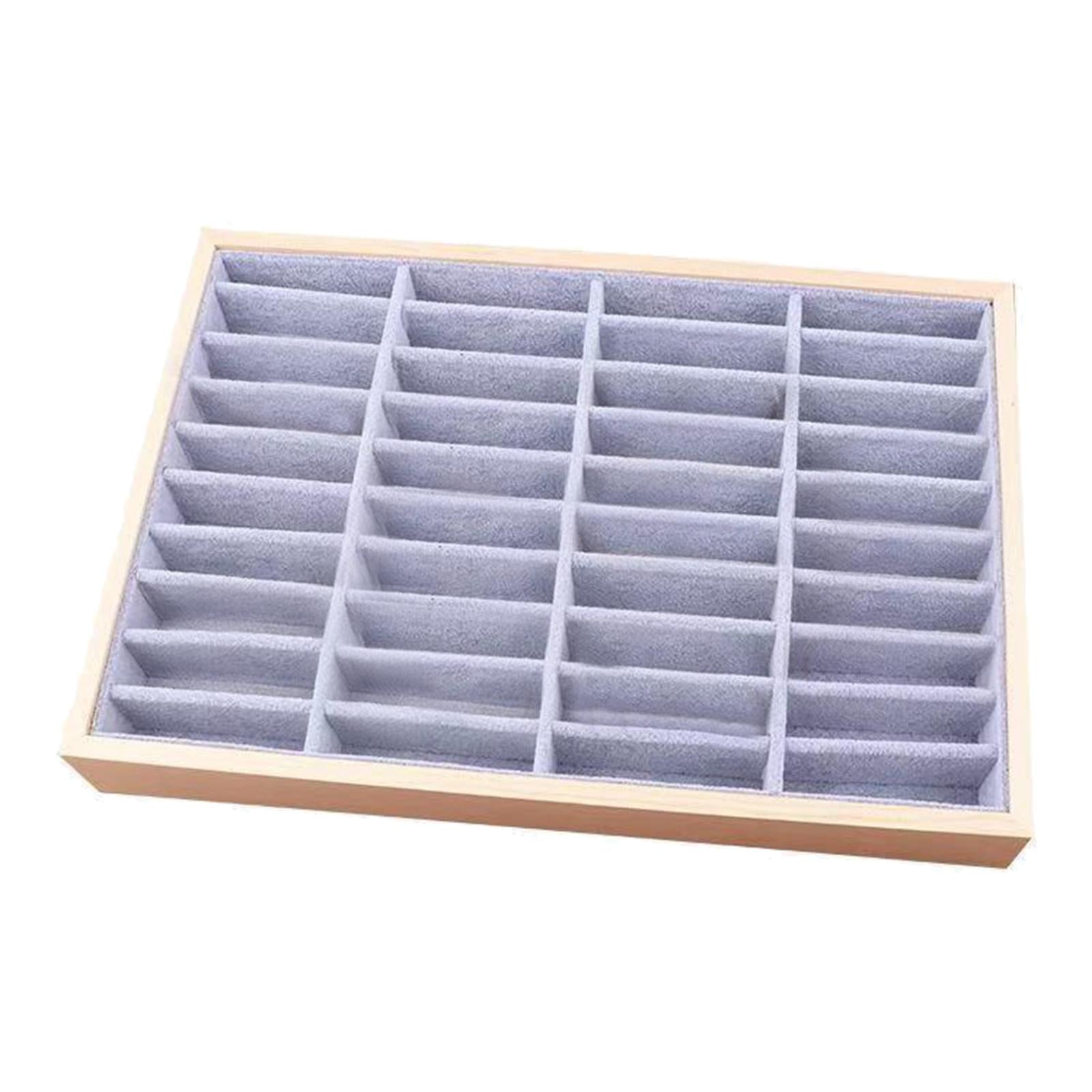 Wood Velvet Jewelry Organizer Display Case Tray Box for Necklaces Style 2