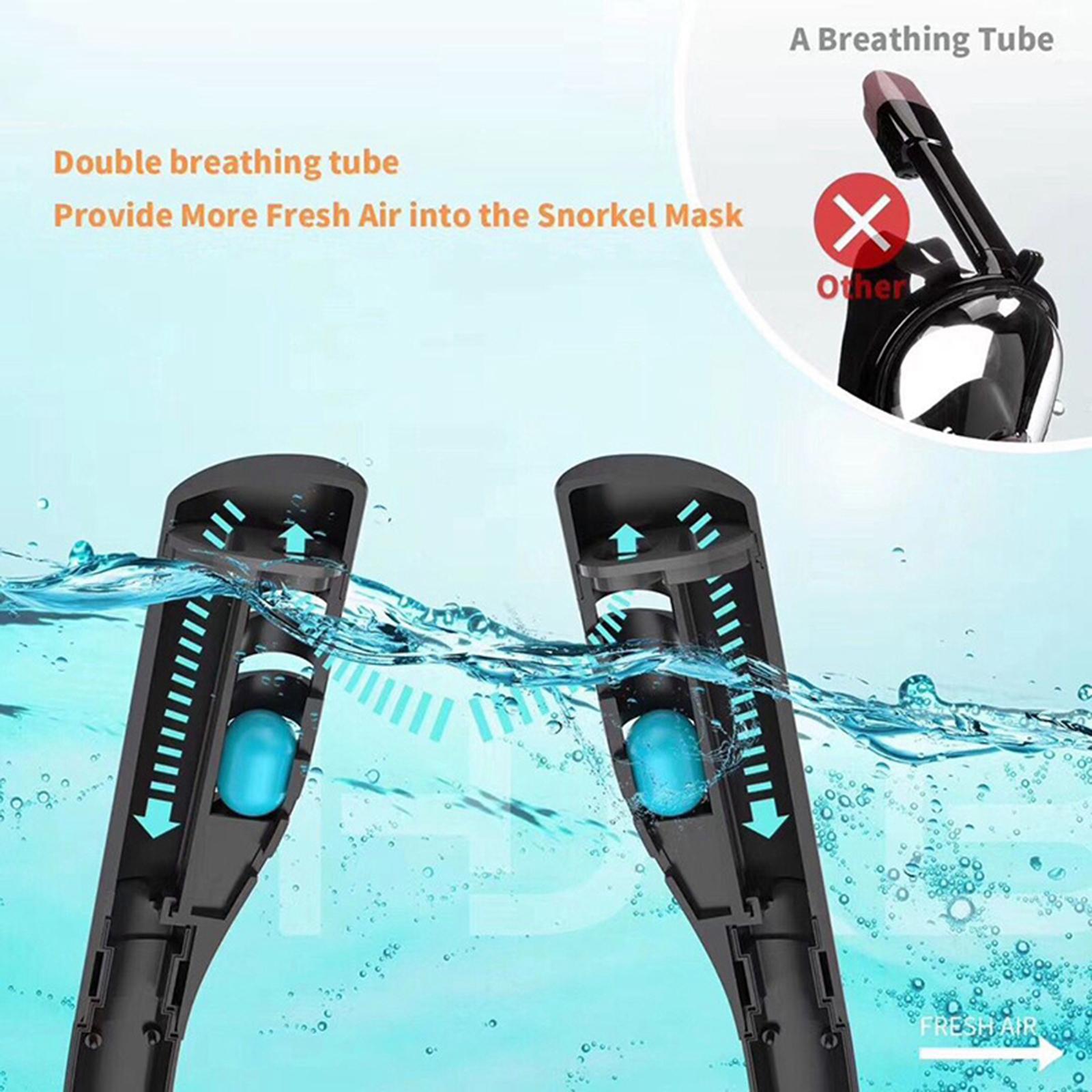 Snorkel Mask Full Face Snorkeling Diving Mask with 180 Panoramic Black S