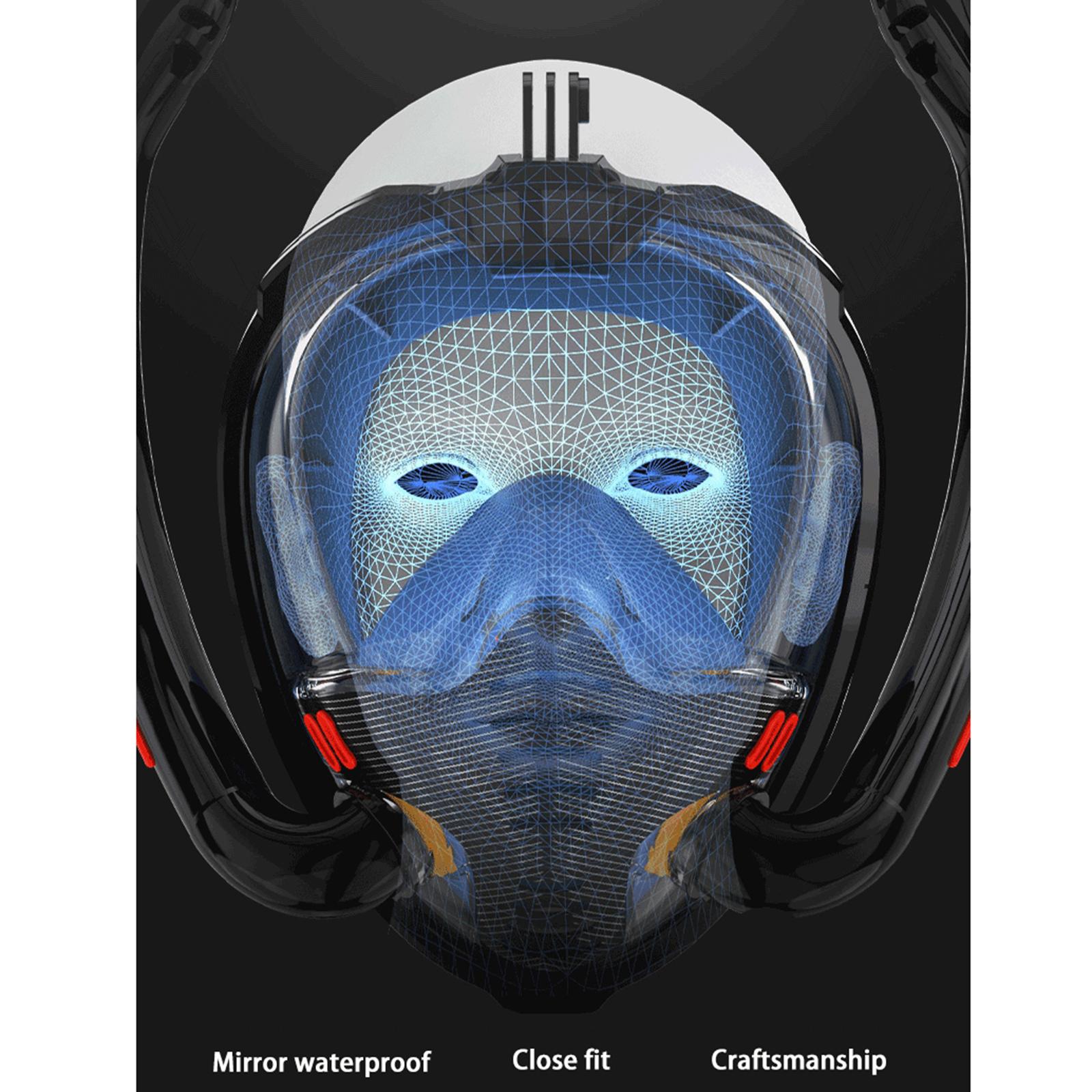 Snorkel Mask Full Face Snorkeling Diving Mask with 180 Panoramic Black S